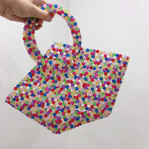 Pearls Beaded Handbag Party Tote Bag for Women