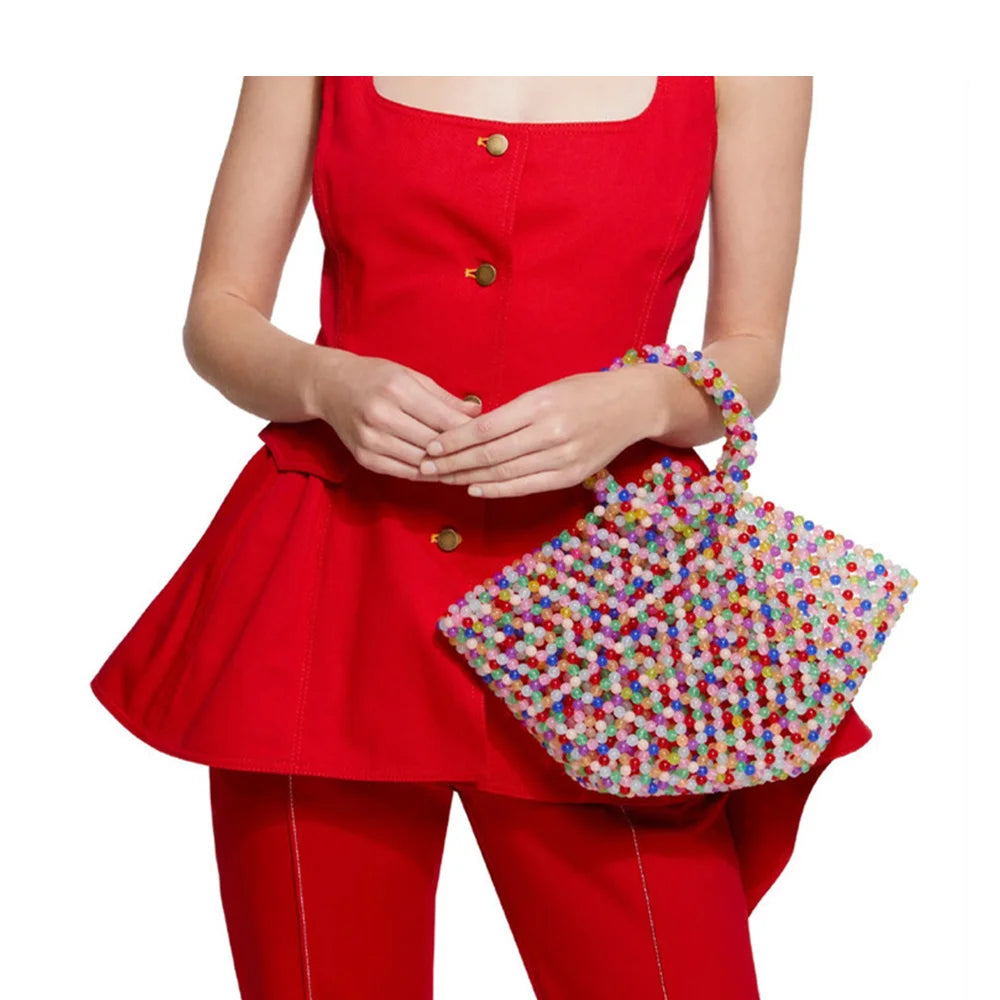Pearls Beaded Handbag Party Tote Bag for Women