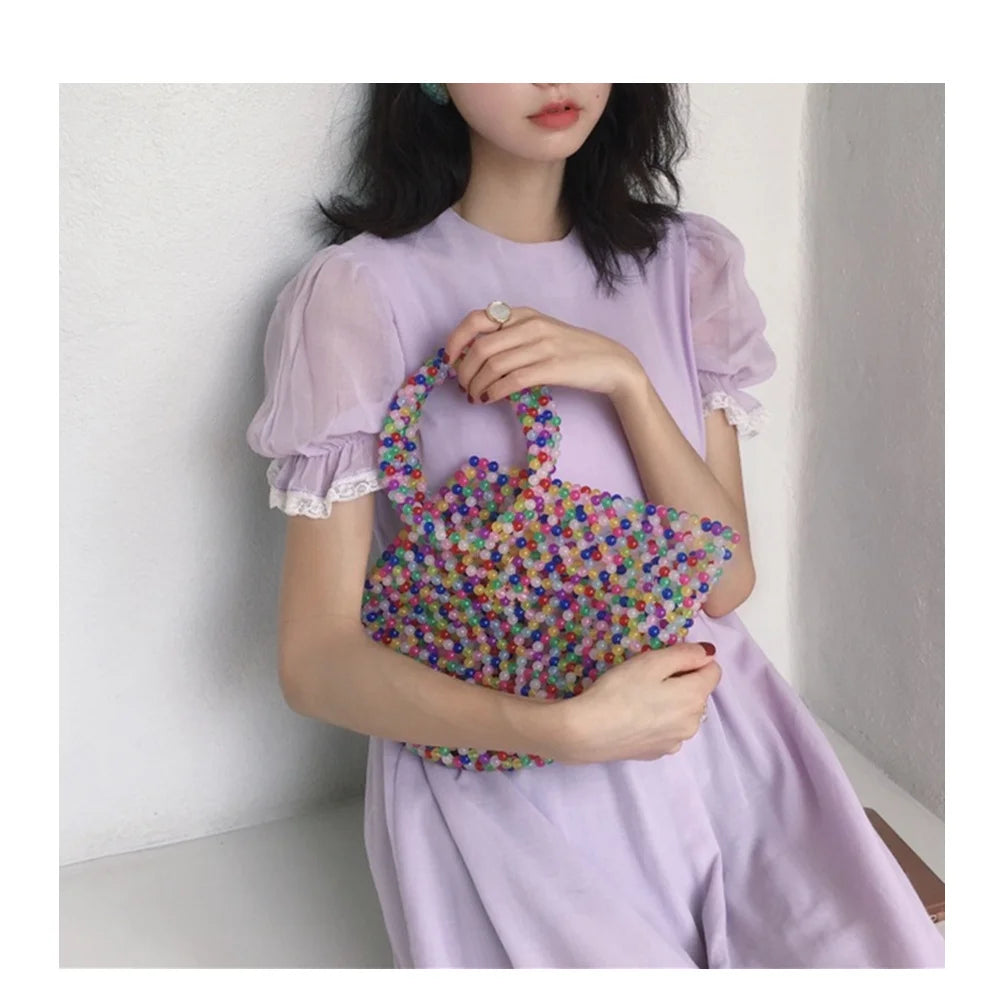 Pearls Beaded Handbag Party Tote Bag for Women