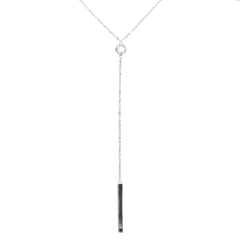 925 Silver CZ Y Lariat Necklace