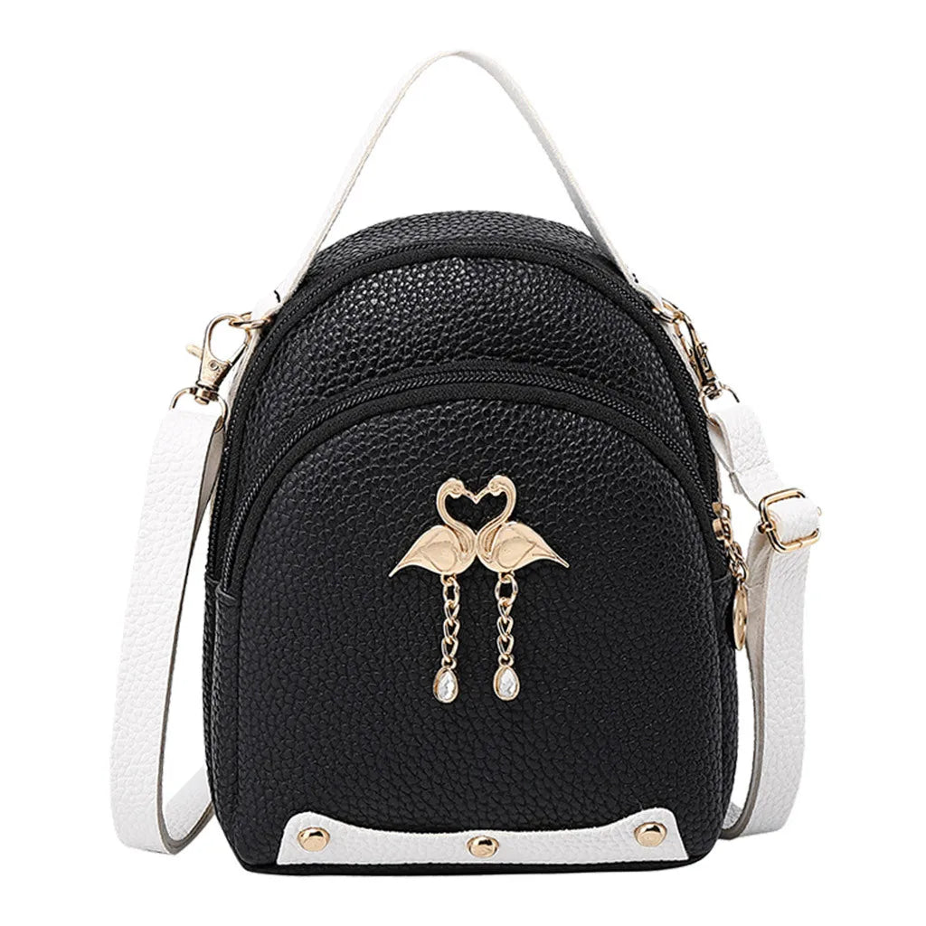 PU Leather Backpack Ladies Girl Small Shoulder Bag Women Style Backpack Solid Mi