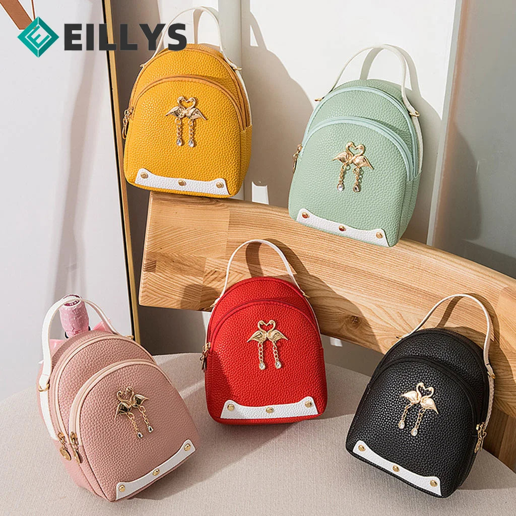 PU Leather Backpack Ladies Girl Small Shoulder Bag Women Style Backpack Solid Mi