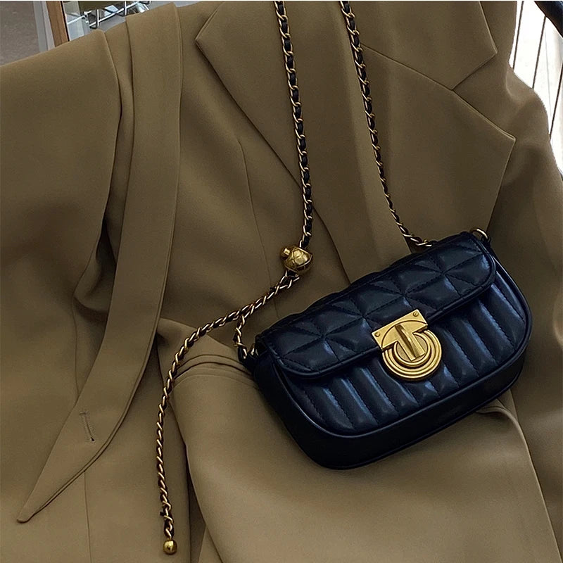 Rhombus Lock Chain Crossbody Bag for Women