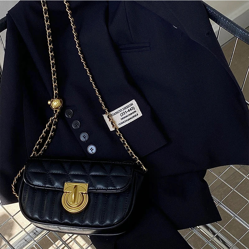Rhombus Lock Chain Crossbody Bag for Women