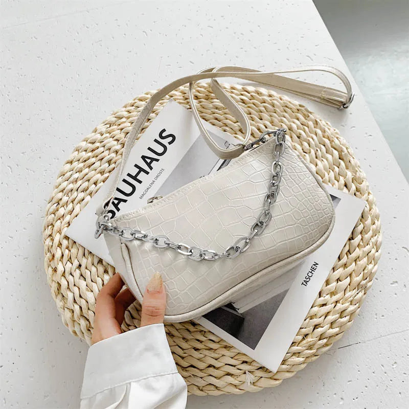 Stone PU Leather Shoulder Bag Chain MINI Hand Bag Female Travel
