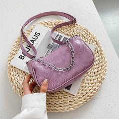Stone PU Leather Shoulder Bag Chain MINI Hand Bag Female Travel