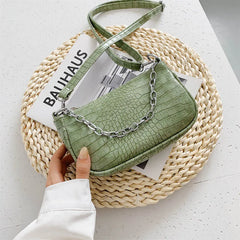 Stone PU Leather Shoulder Bag Chain MINI Hand Bag Female Travel