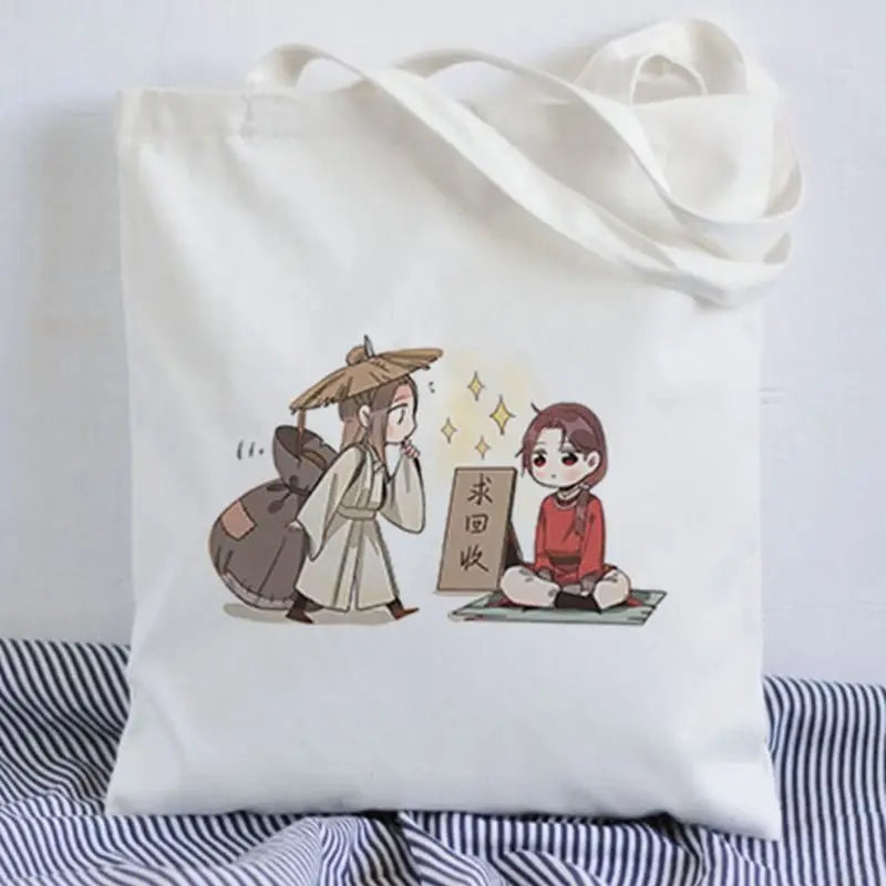 Tian Guan Ci Fu Anime Print Canvas Tote Bag Female Shopper Book Bags
