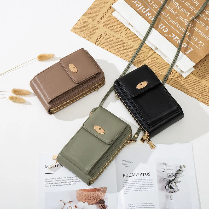Double-layer Zipper Mobile Phone Bag Messenger Mini Shoulder Bag