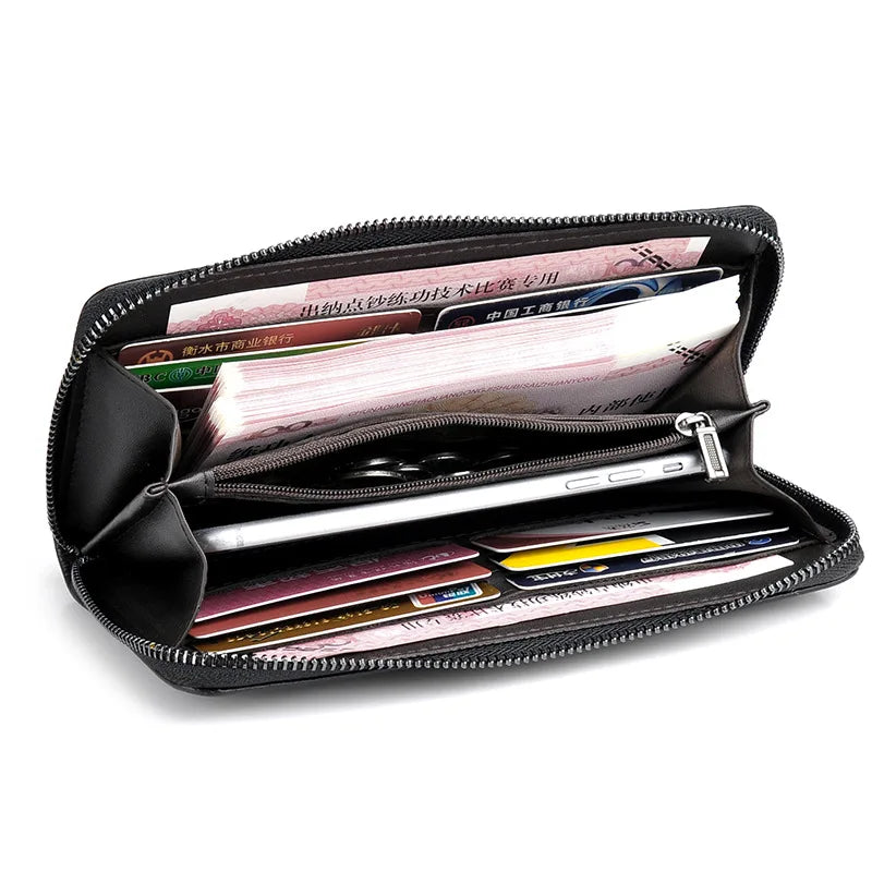 Men's Leather Clutch Wallet, Billeteras para Hombre