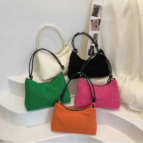 Women Hand Towel Embossed Plush Bag Lightweight Large-Capacity Tote Bag