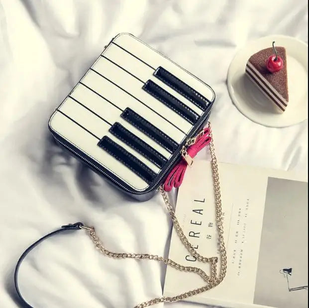 Women Panelled Patchwork Piano Keys Crossbody Bag