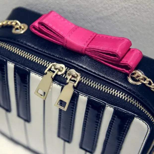 Women Panelled Patchwork Piano Keys Crossbody Bag