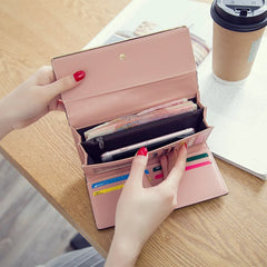 Women's Mini Handbag Triple Folding Wallet PU Phone